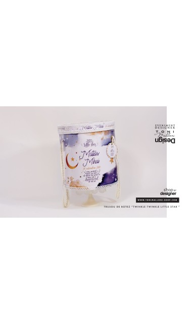 Trusou de botez pentru baieti cu praf de stele auriu, Twinkle Twinkle Little Star  12